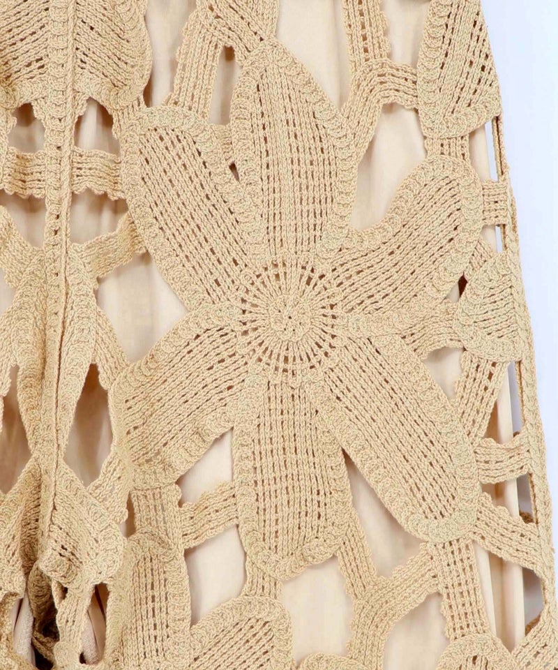 かぎ針風 大花レース編みパンツ-11