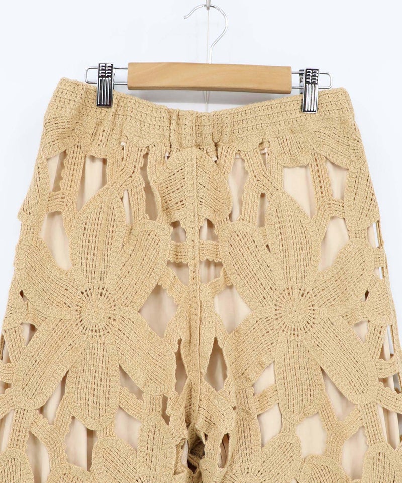 かぎ針風 大花レース編みパンツ-14