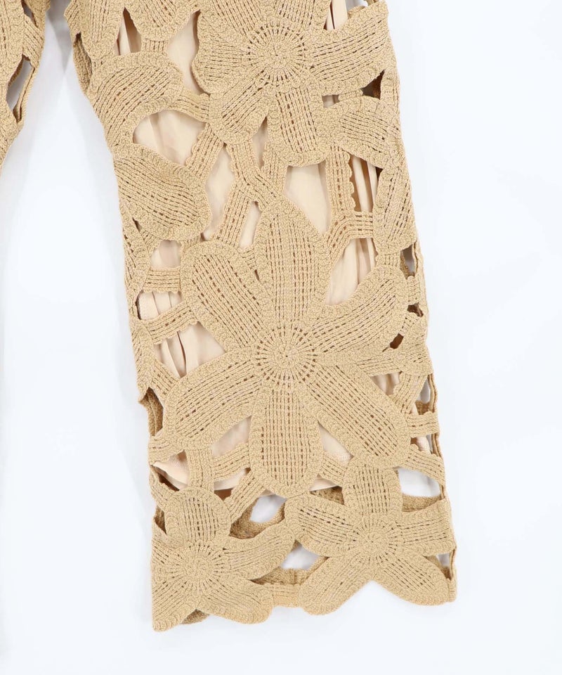 かぎ針風 大花レース編みパンツ-16