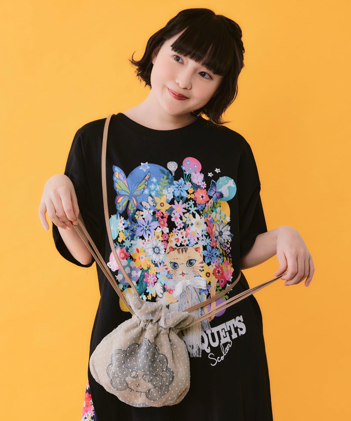 スカラーちゃんドット柄巾着ミニショルダーバッグ-1
