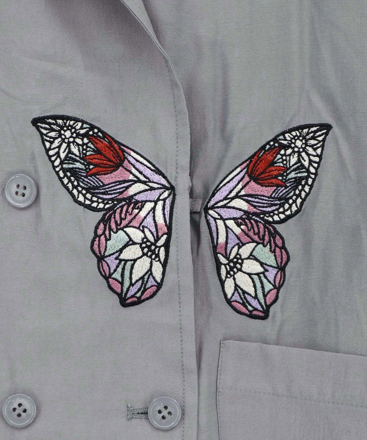 ワンポイント蝶刺繍ロング丈ジレ-14