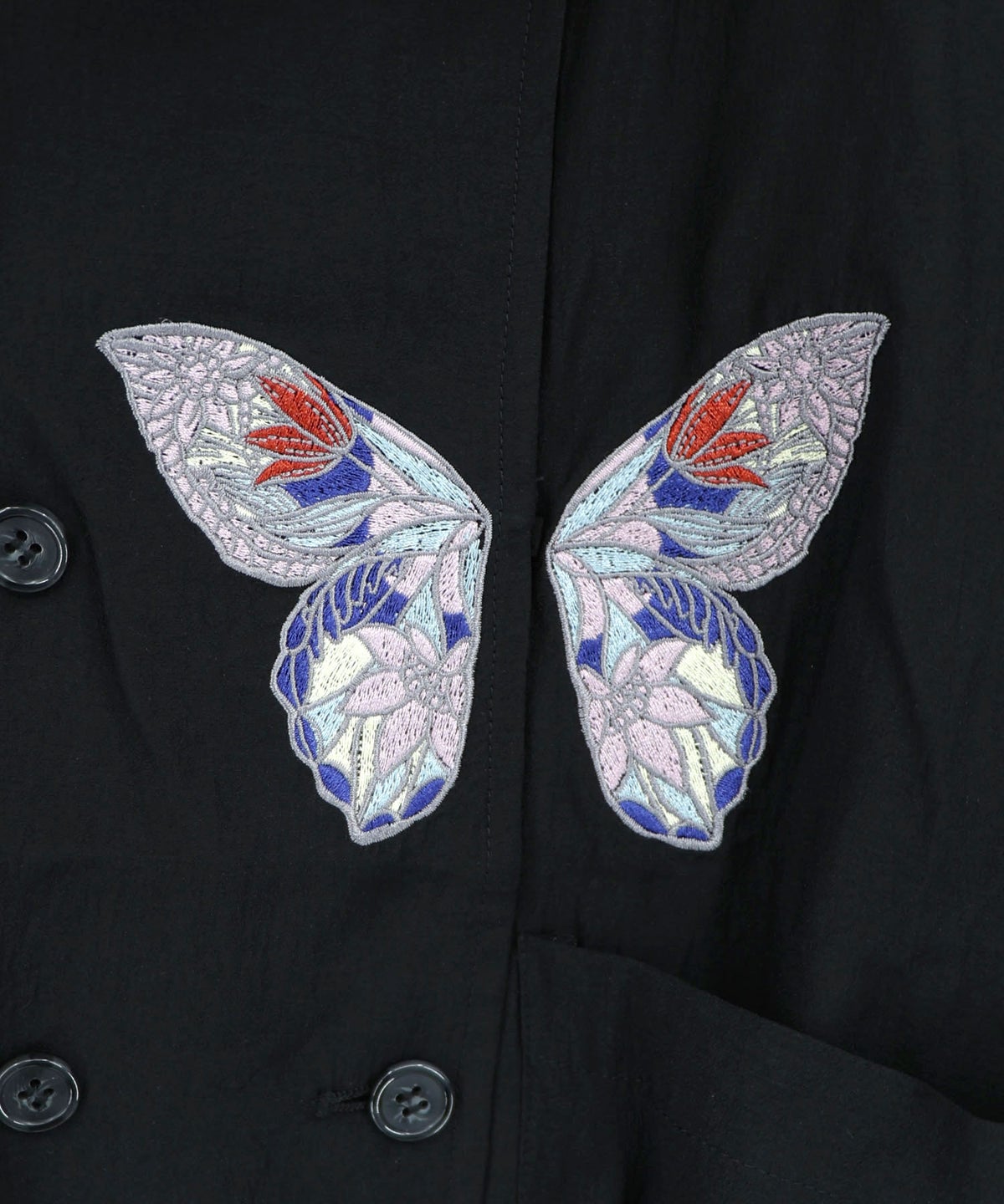 ワンポイント蝶刺繍ロング丈ジレ-17