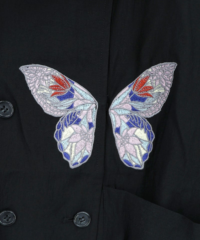 ワンポイント蝶刺繍ロング丈ジレ-17