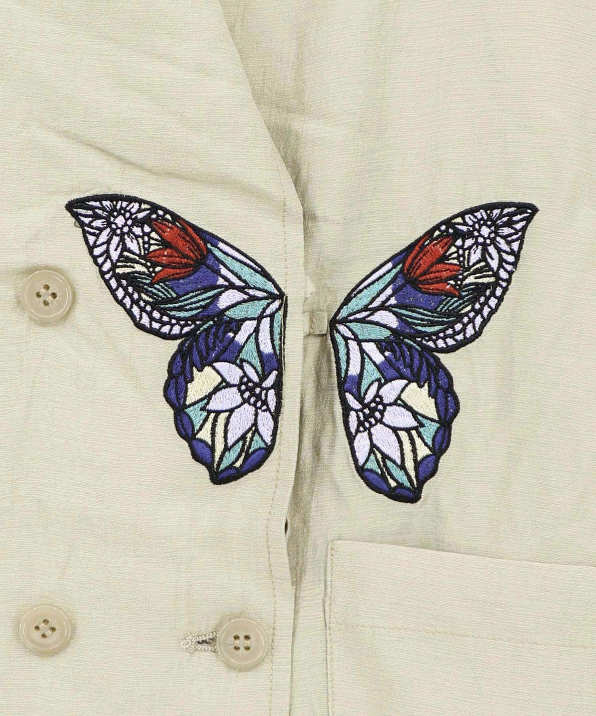 ワンポイント蝶刺繍ロング丈ジレ-20
