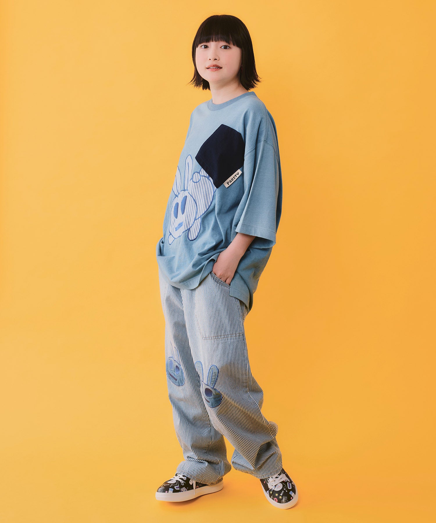 362115：ヒッコリーorデニム 膝アップリケパンツの通販-ScoLar