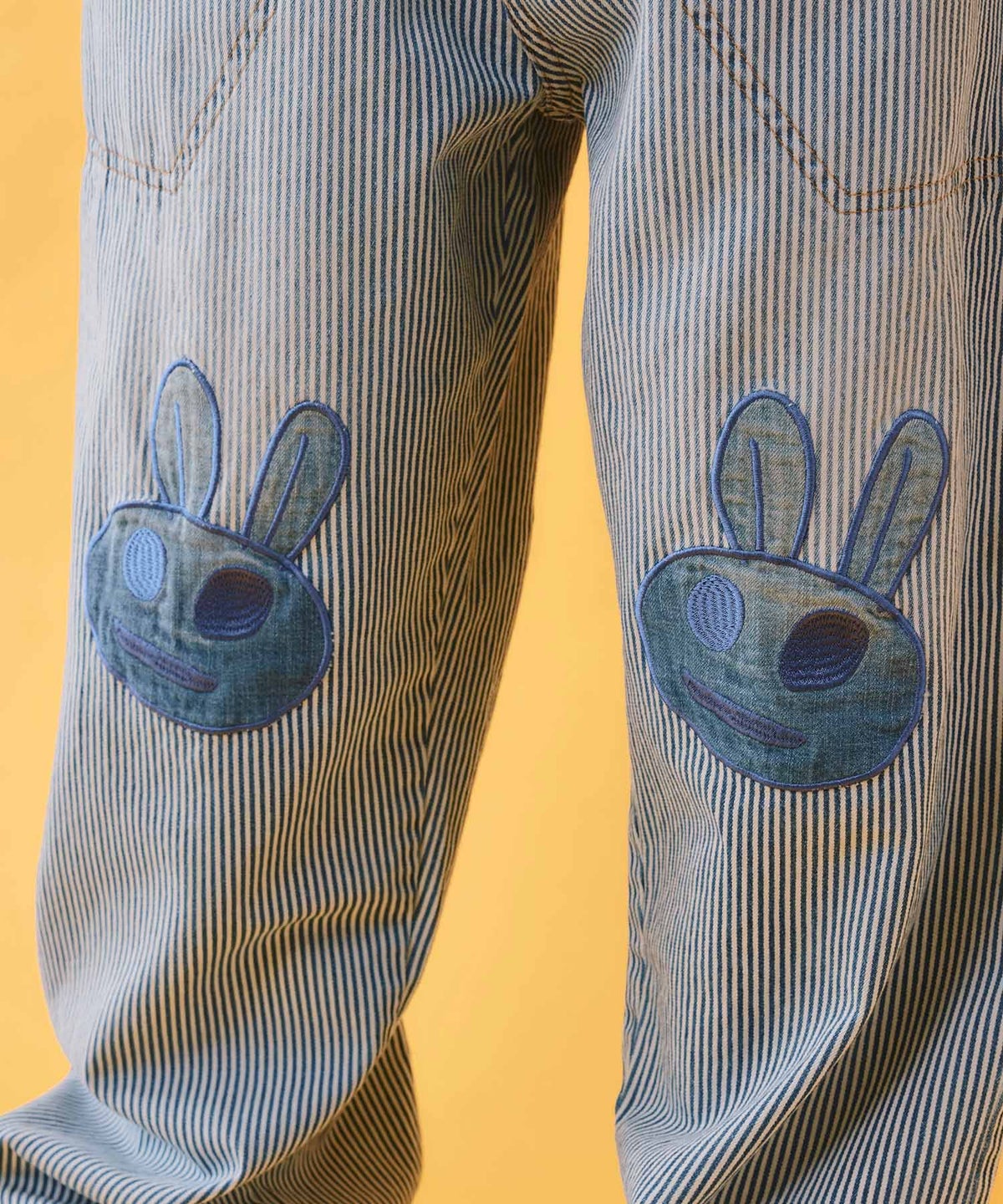 ヒッコリーorデニム 膝アップリケパンツ-13
