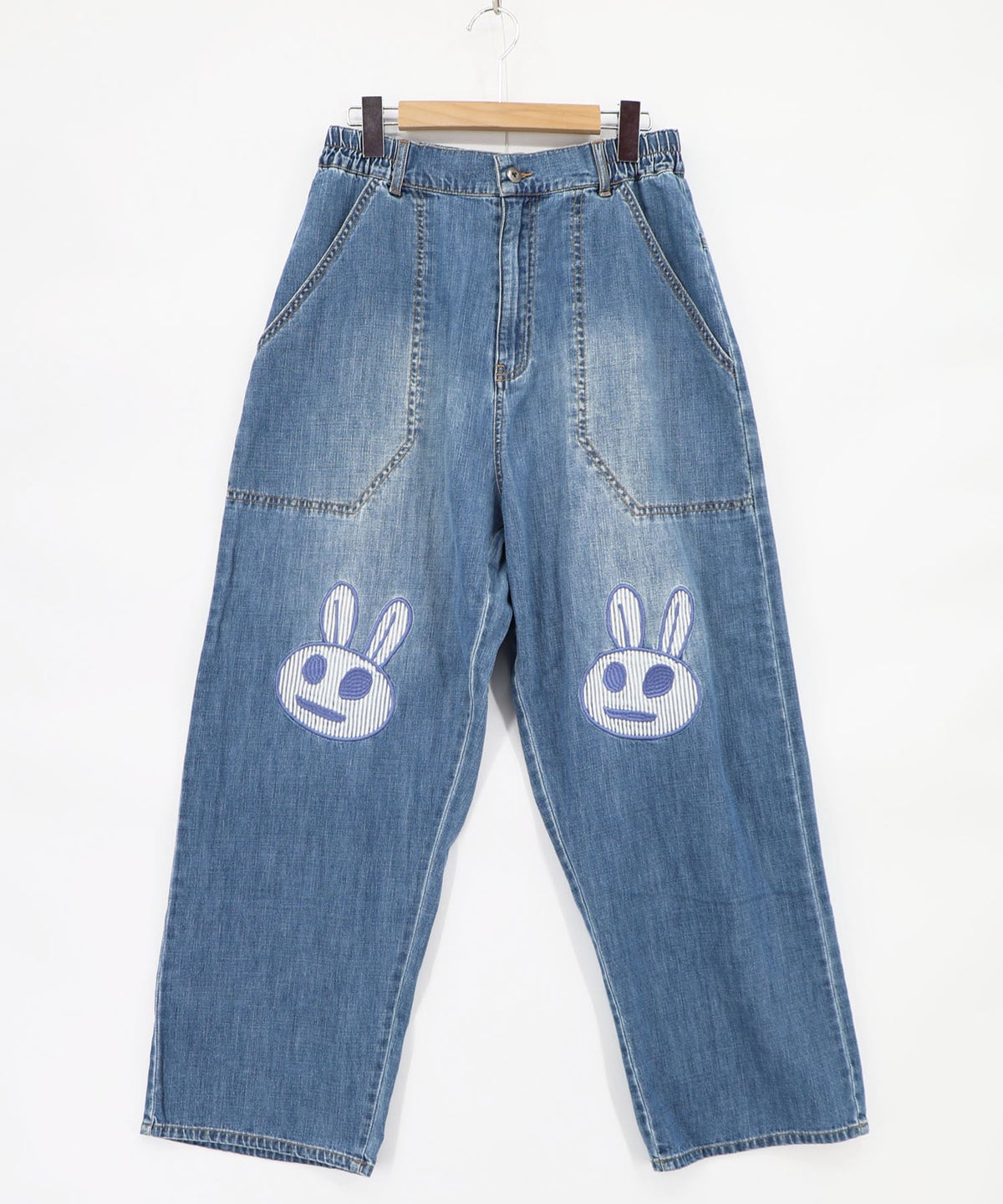 ヒッコリーorデニム 膝アップリケパンツ-18