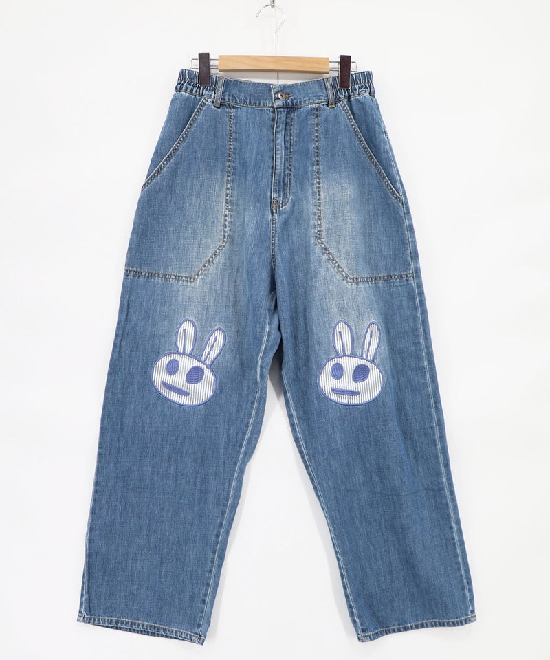 ヒッコリーorデニム 膝アップリケパンツ-18