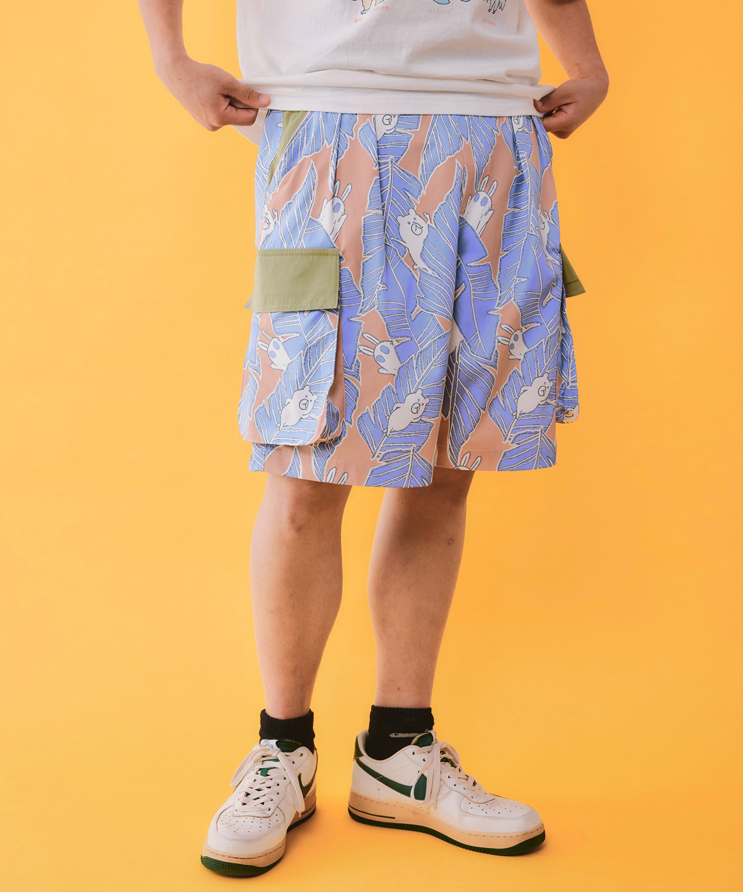 ハーフパンツ 362114：Parityキャラ トロピカルリーフ柄ハーフパンツの通販-ScoLar