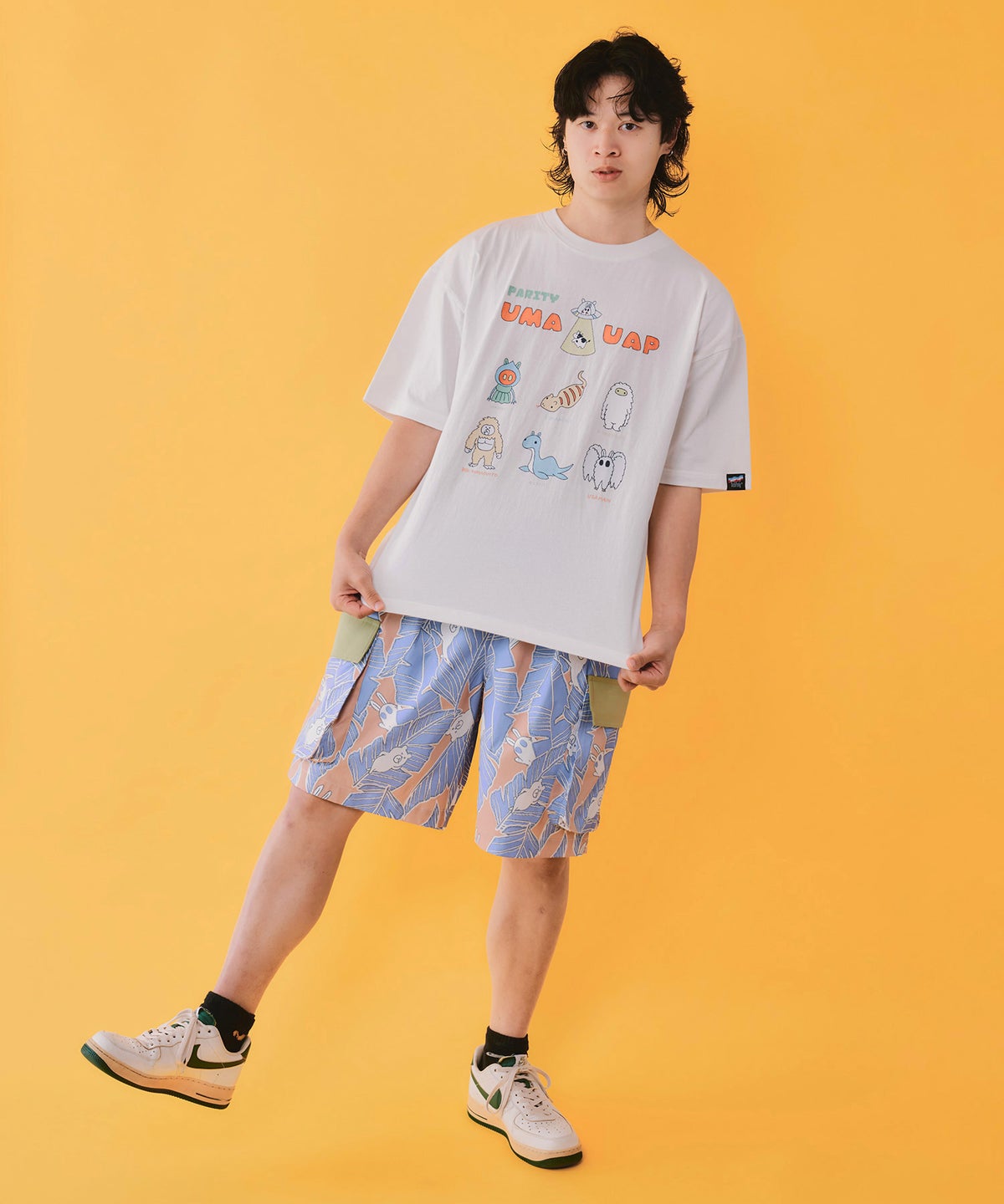 Parityキャラ トロピカルリーフ柄ハーフパンツ-2