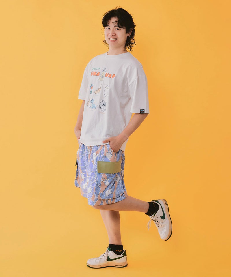 Parityキャラ トロピカルリーフ柄ハーフパンツ-3