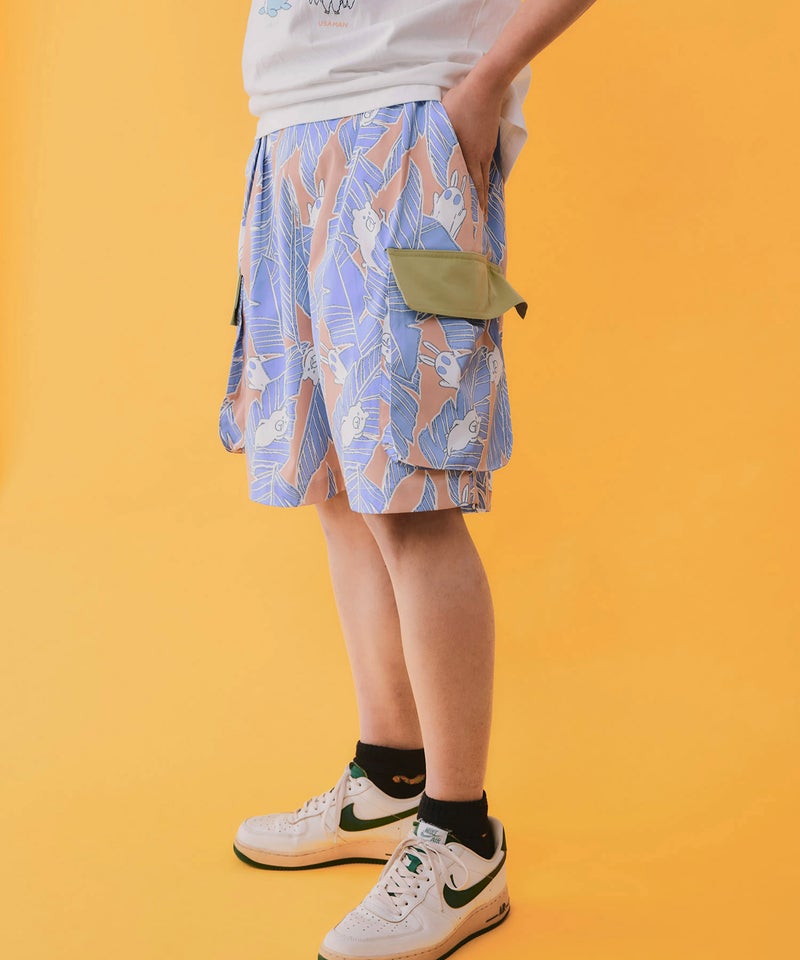 Parityキャラ トロピカルリーフ柄ハーフパンツ-4
