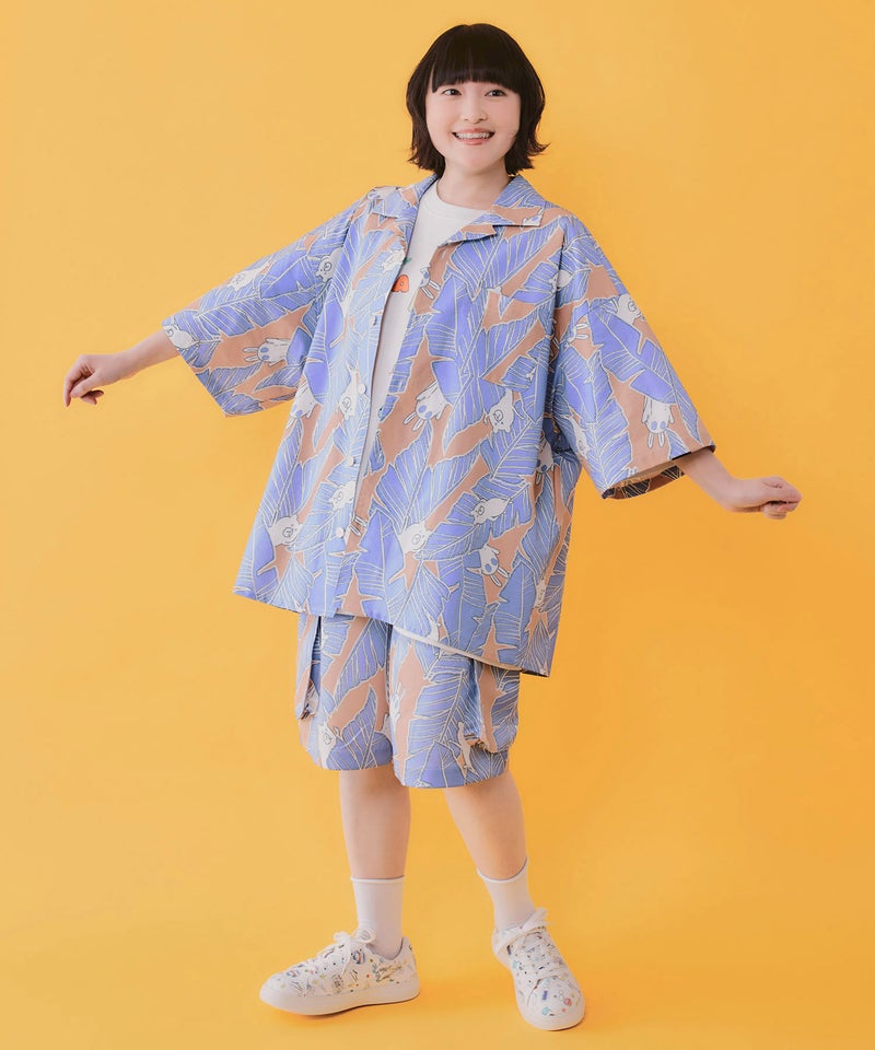 Parityキャラ トロピカルリーフ柄ハーフパンツ-9