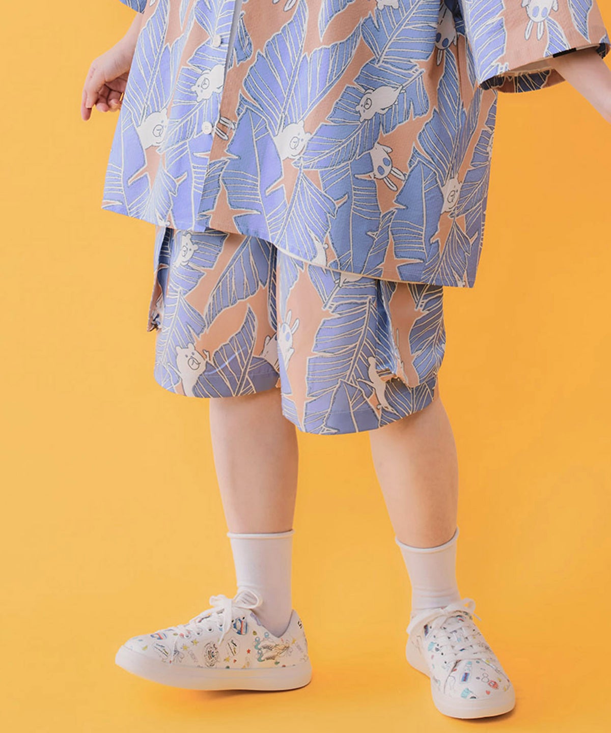 Parityキャラ トロピカルリーフ柄ハーフパンツ-10