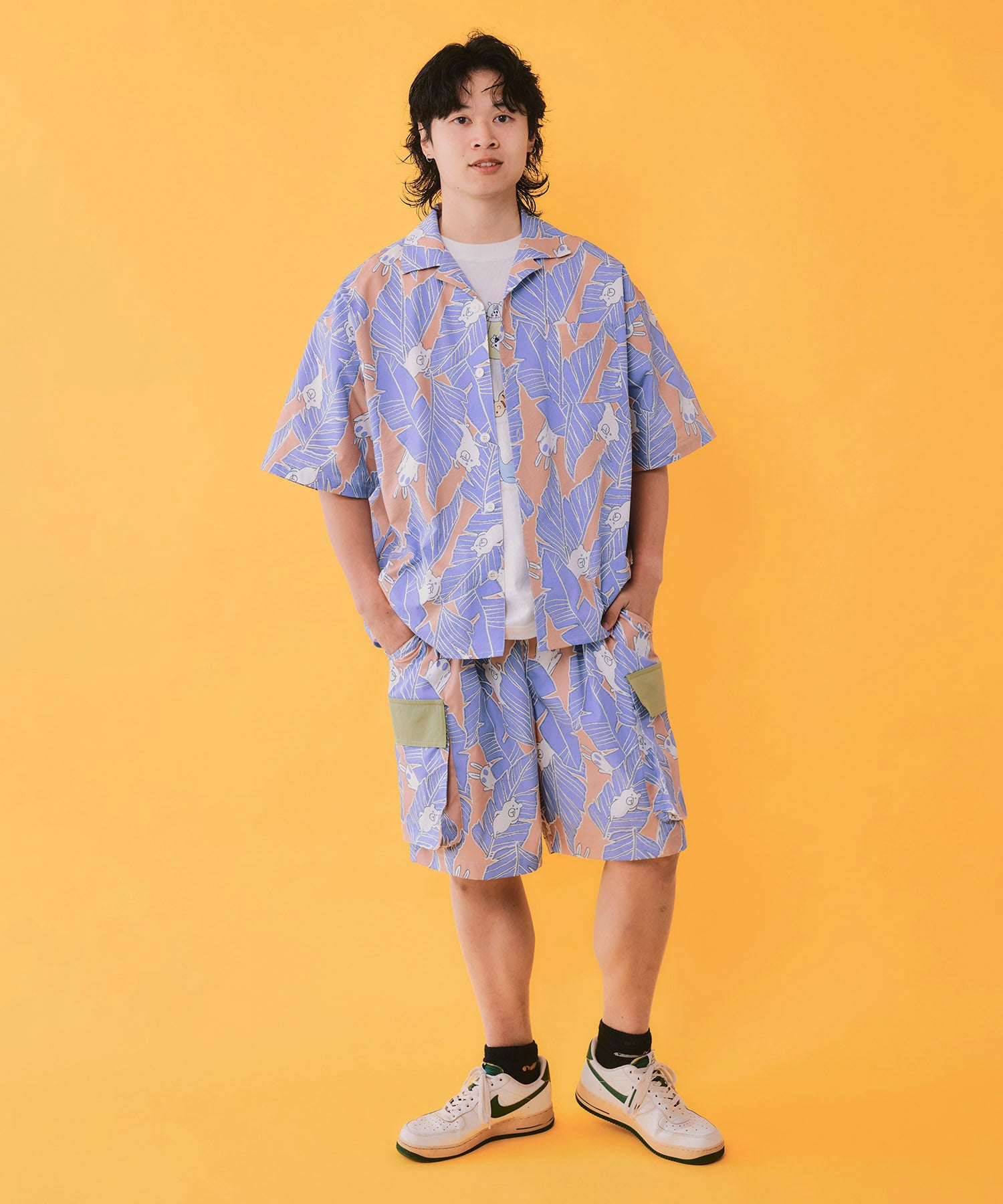 トップス KAWARA 362113：Parityキャラ トロピカルリーフ柄シャツの通販-ScoLar