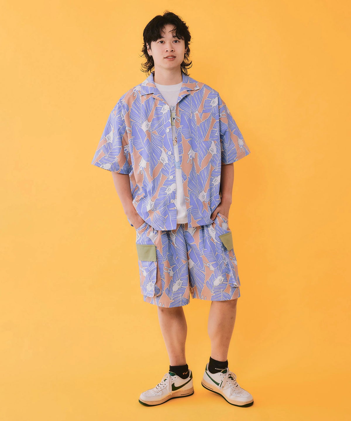 Parityキャラ トロピカルリーフ柄シャツ-2