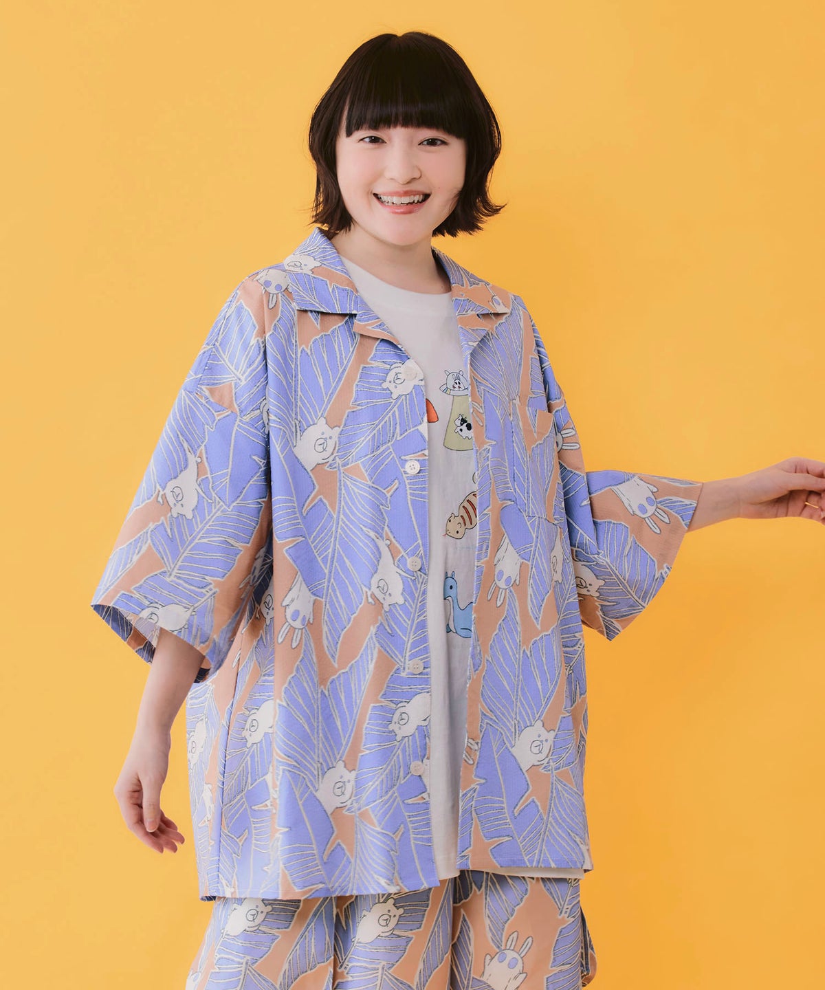Parityキャラ トロピカルリーフ柄シャツ-7