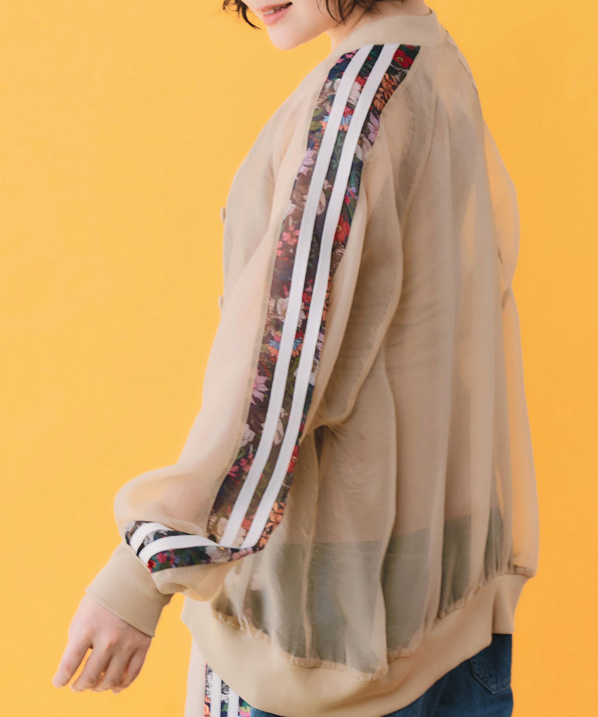ライン入り オーガンジーシアーブルゾン-7