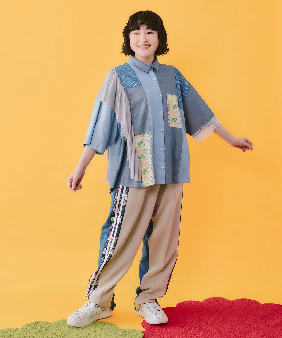 サイドライン入り ジャージ×デニムパンツ-2
