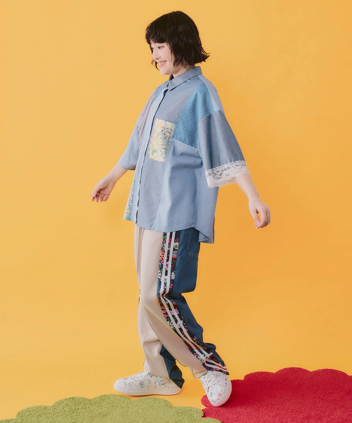 サイドライン入り ジャージ×デニムパンツ-5