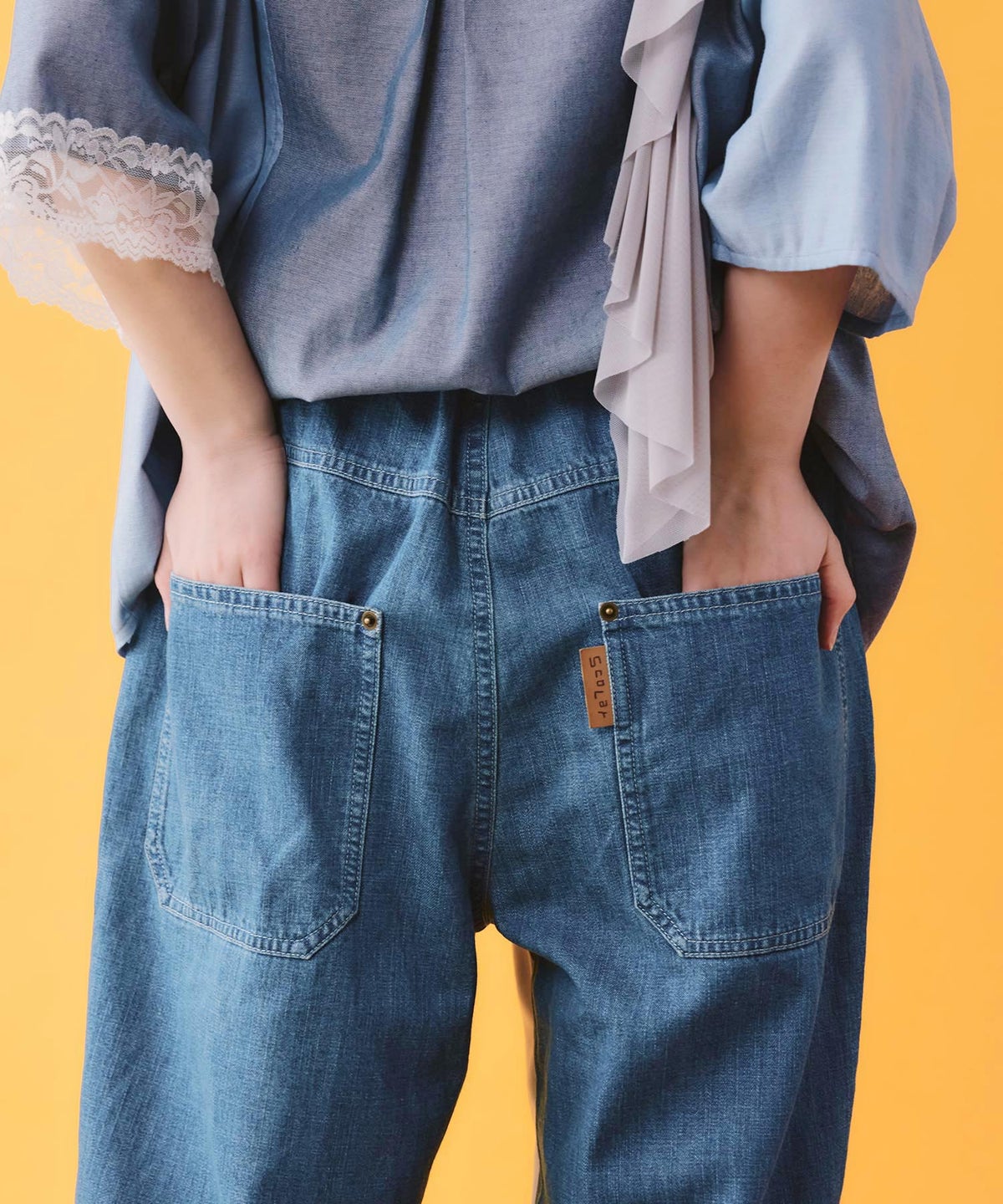 サイドライン入り ジャージ×デニムパンツ-9