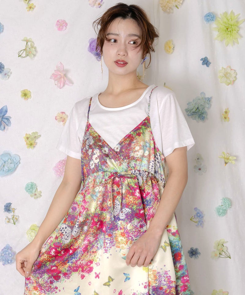 花柄ヴィンテージサテン キャミワンピース-6