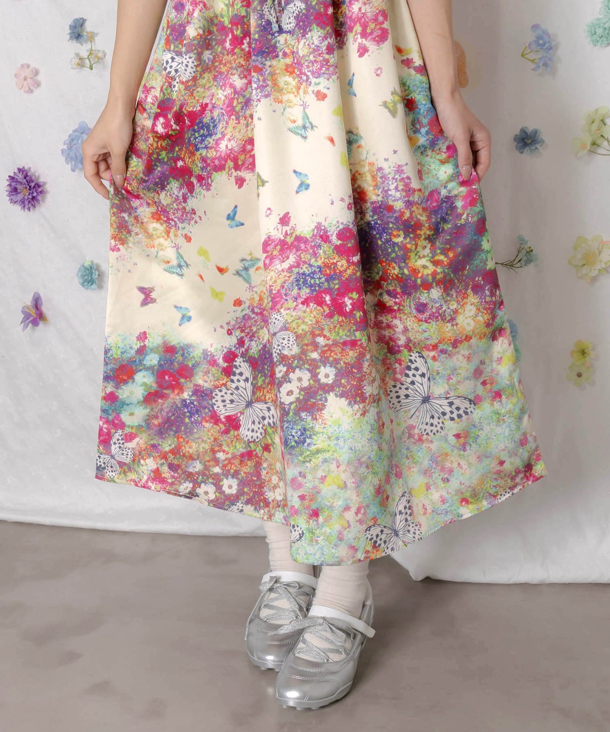 花柄ヴィンテージサテン キャミワンピース-7