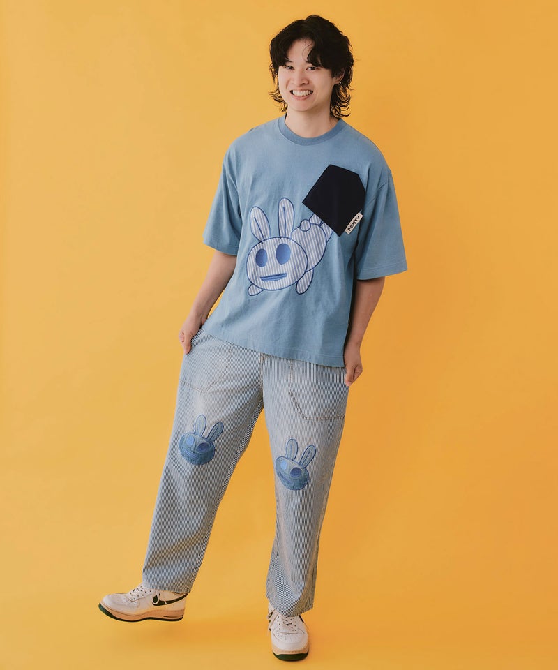 ポケットからこぼれウサギ アップリケTシャツ-9
