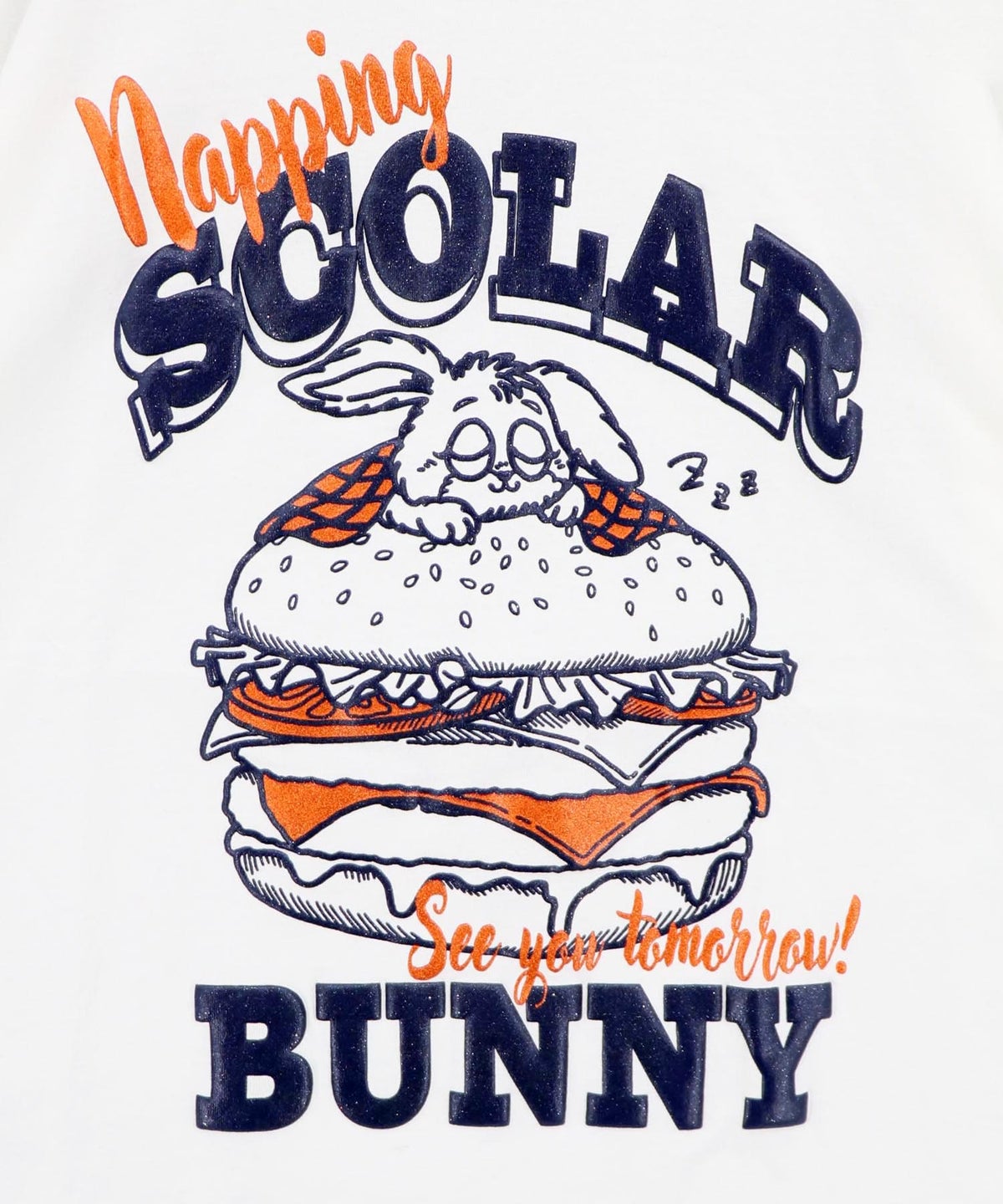 お昼寝ウサギinスカラーバーガー柄Tシャツ-11