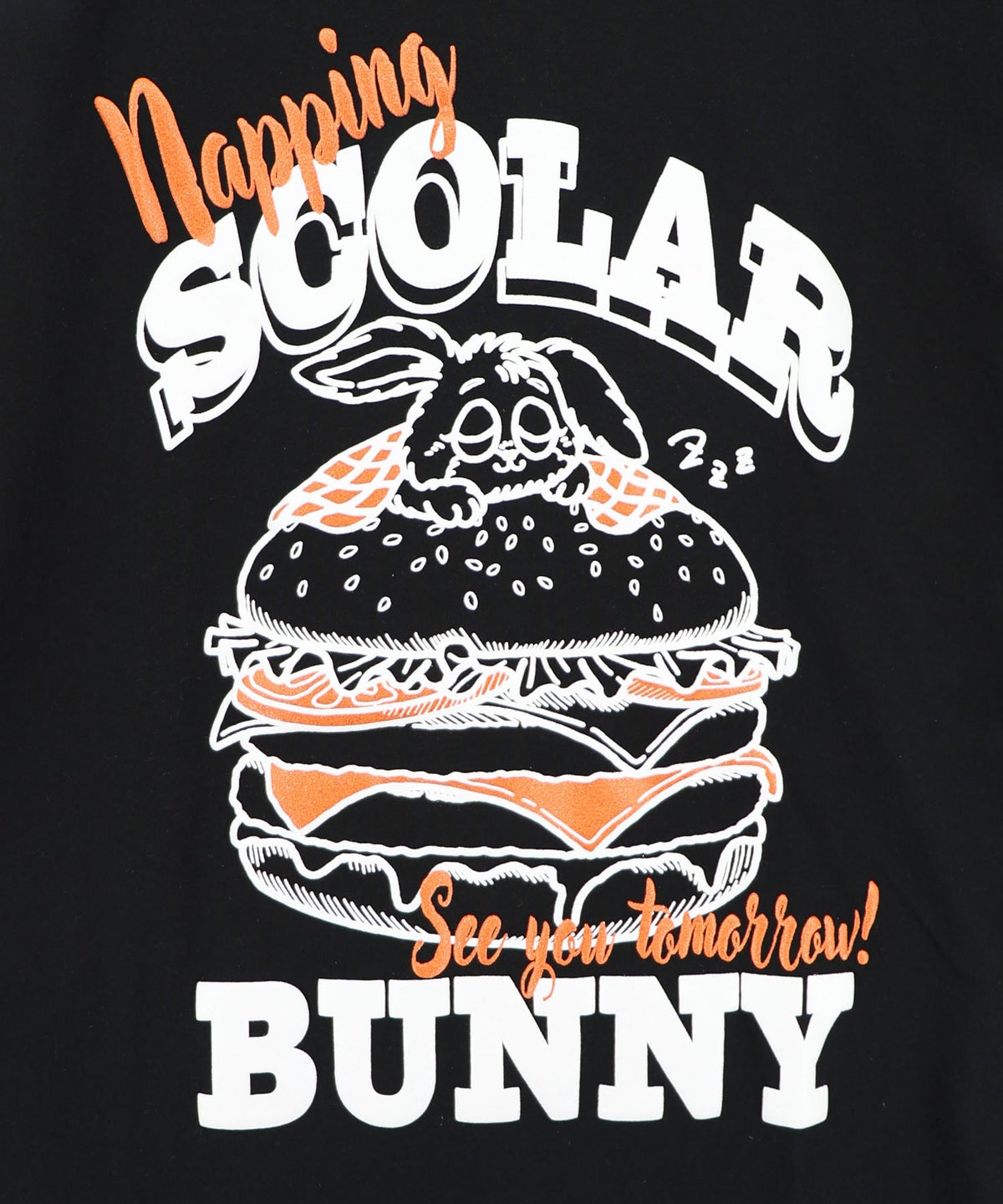 お昼寝ウサギinスカラーバーガー柄Tシャツ-13