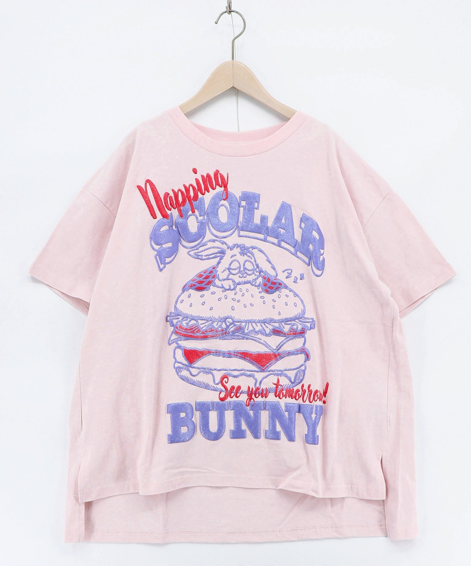 162671：お昼寝ウサギinスカラーバーガー柄Tシャツの通販-ScoLar