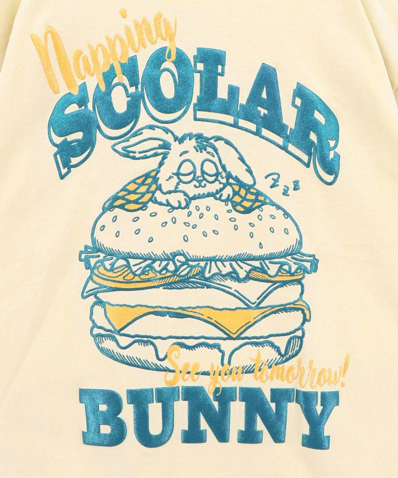 お昼寝ウサギinスカラーバーガー柄Tシャツ-17