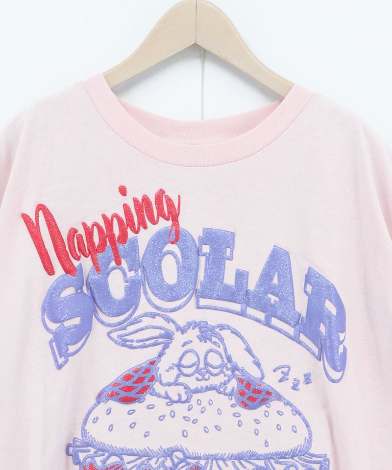 お昼寝ウサギinスカラーバーガー柄Tシャツ-18