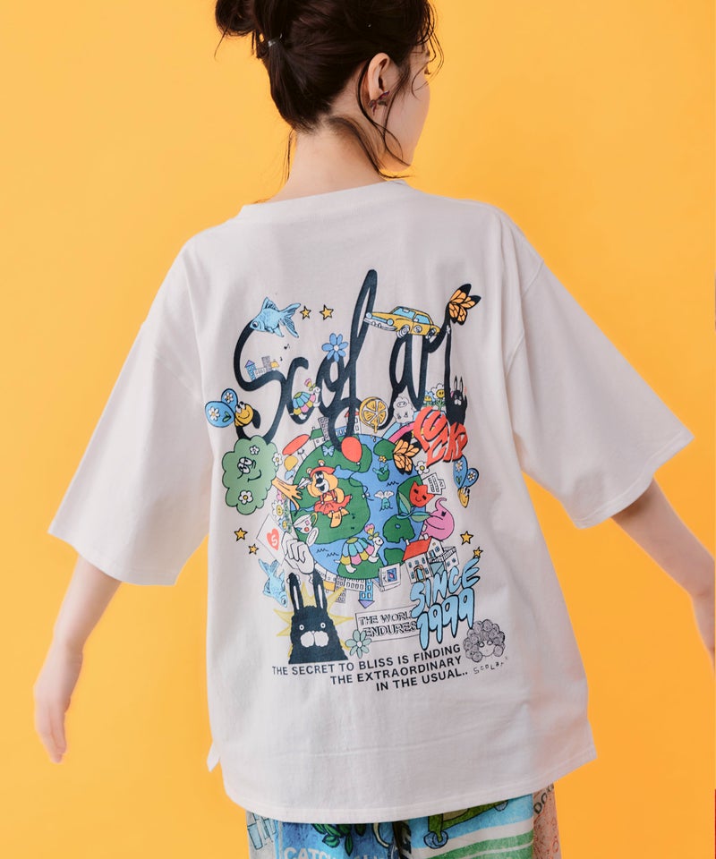 カートゥーン風 スカラーワールド柄Tシャツ-1