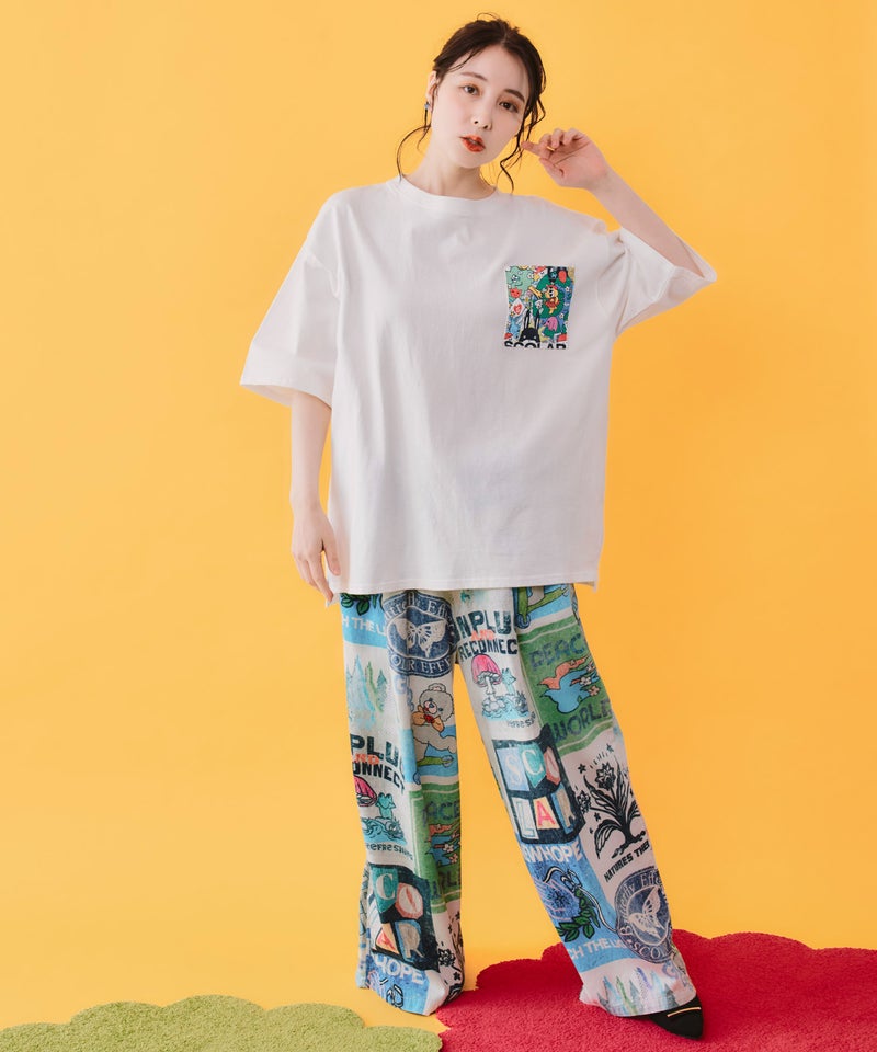 カートゥーン風 スカラーワールド柄Tシャツ-2