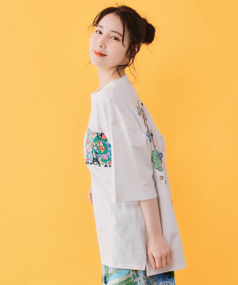 カートゥーン風 スカラーワールド柄Tシャツ-4