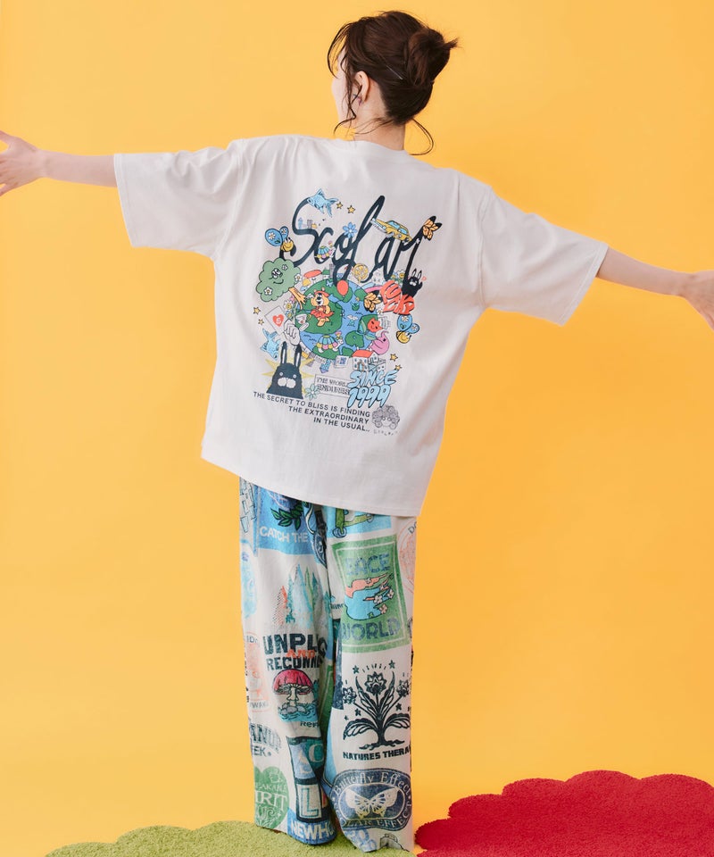 カートゥーン風 スカラーワールド柄Tシャツ-5
