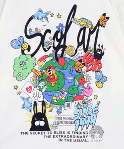 カートゥーン風 スカラーワールド柄Tシャツ-10