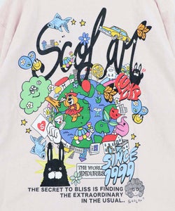 カートゥーン風 スカラーワールド柄Tシャツ-16