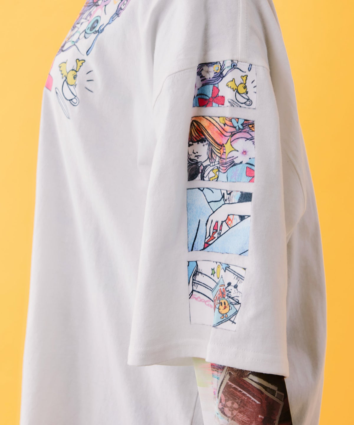 カラフルストリートガール柄Tシャツ-4
