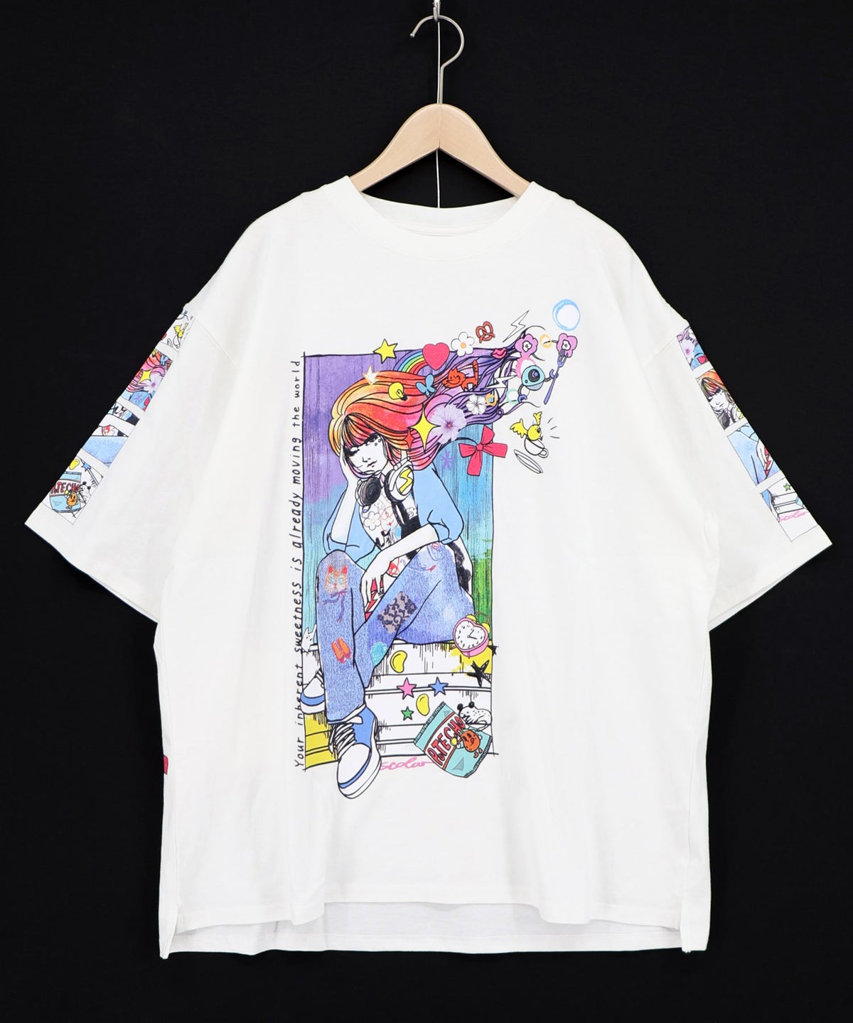 カラフルストリートガール柄Tシャツ-9