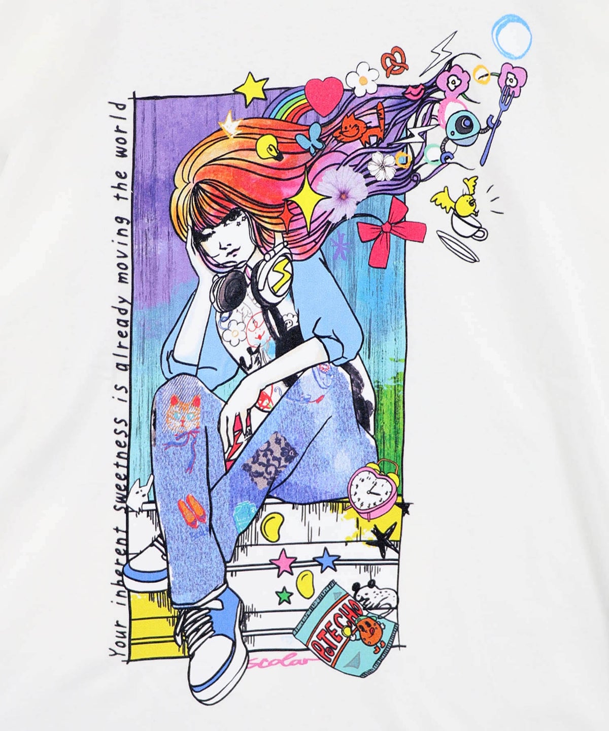 カラフルストリートガール柄Tシャツ-11