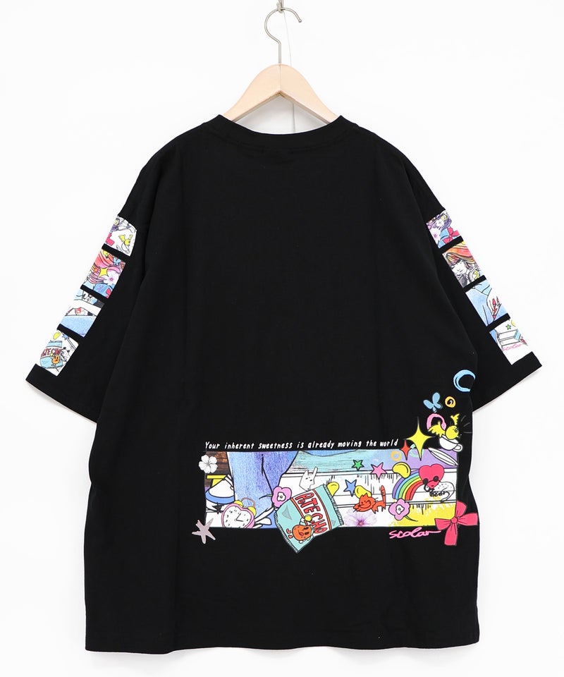 カラフルストリートガール柄Tシャツ-13