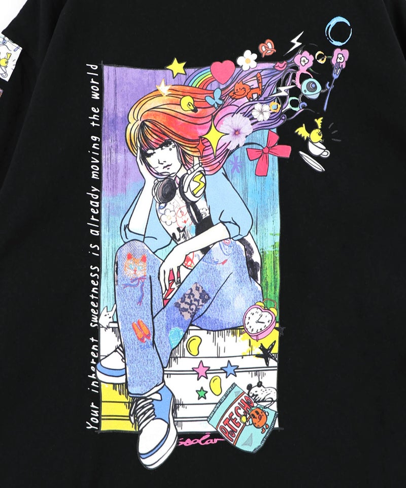 カラフルストリートガール柄Tシャツ-14