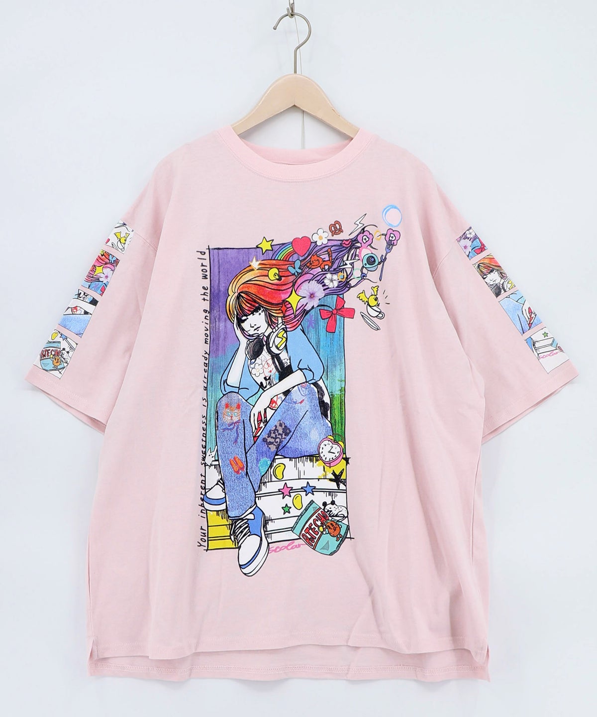 カラフルストリートガール柄Tシャツ-15