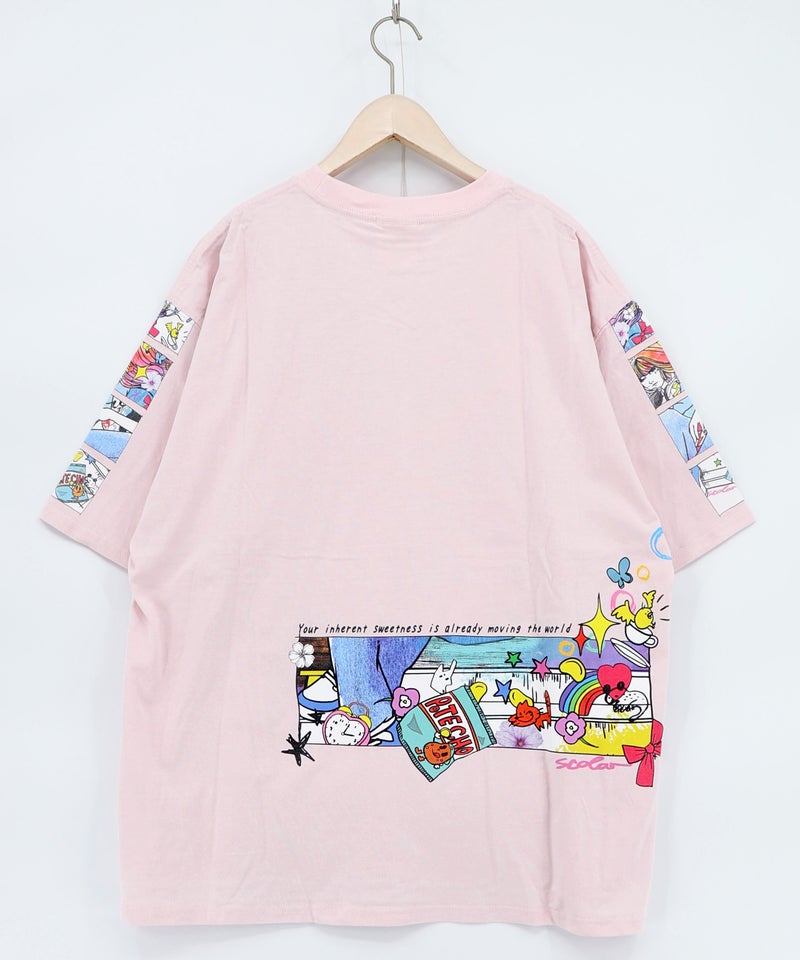 カラフルストリートガール柄Tシャツ-16