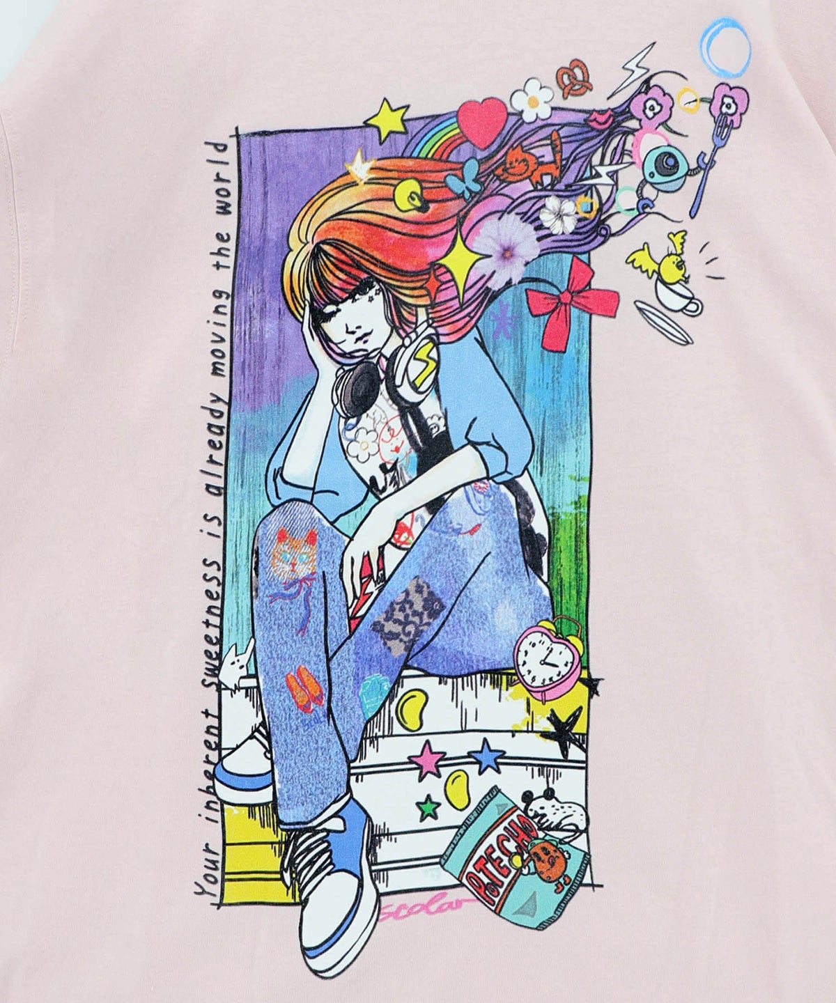 カラフルストリートガール柄Tシャツ-17