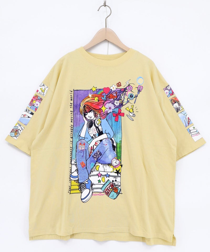 カラフルストリートガール柄Tシャツ-18