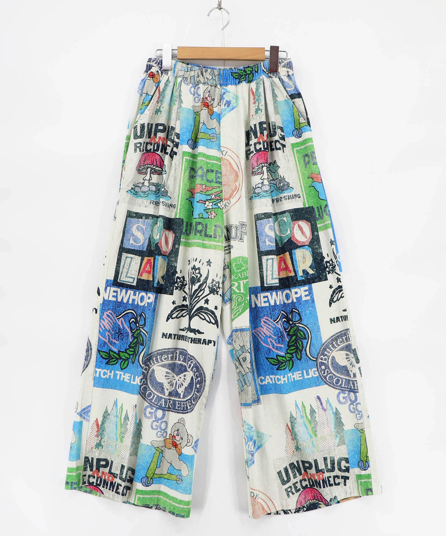 162663：ヴィンテージ風POPコラージュ 綿ツイルパンツの通販-ScoLar