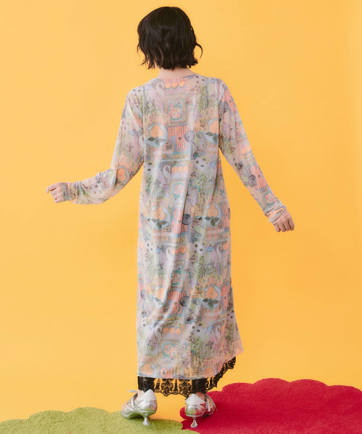 4柄展開 ロングスリーブソフトチュールワンピース-4